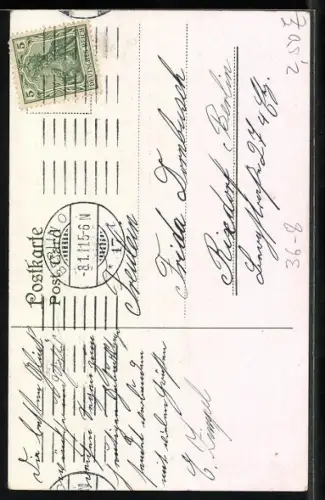 AK Jesus mit Gläubigen, Alle eure Sorgen werfet auf Ihn..., 1. Petri 5, 7, Sinnspruch, Geburtstagsgruss