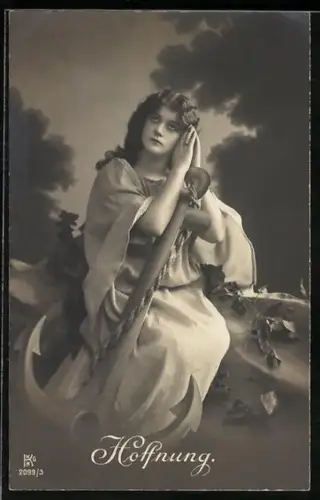 AK Hoffnung, Frau mit einem Anker, Allegorie