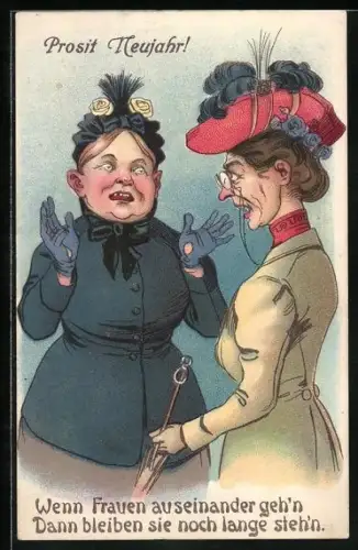 AK Zwei Frauen unterhalten sich, frauenfeindlicher Humor