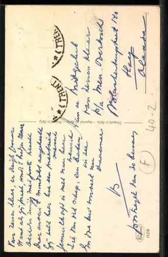 AK Frau mit einem Schloss vorm Mund, frauenfeindlicher Humor