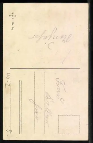 AK Mann stösst Frau von der Treppe, Neujahrsgruss, frauenfeindlicher Humor