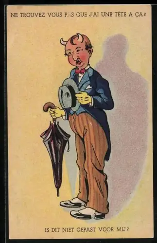 AK Teufel mit einem Schirm, Erotik