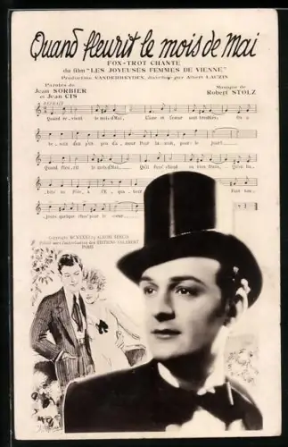 AK Mann mit Zylinderhut, Quand fleurit le mois de Mai, Lied mit Noten