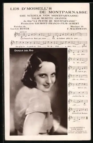 AK Grazia del Rio, Les d`Moisell`s de Montparnasse, Lied mit Noten