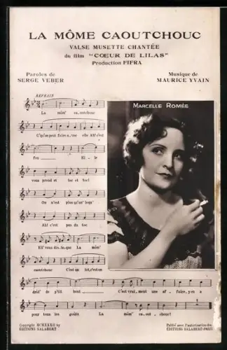 AK Marcelle Romée, La Môme Caoutchouc, Lied mit Noten
