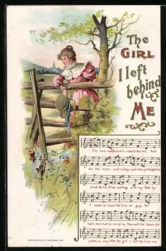 Präge-AK The Girl I left behind me, Lied mit Noten