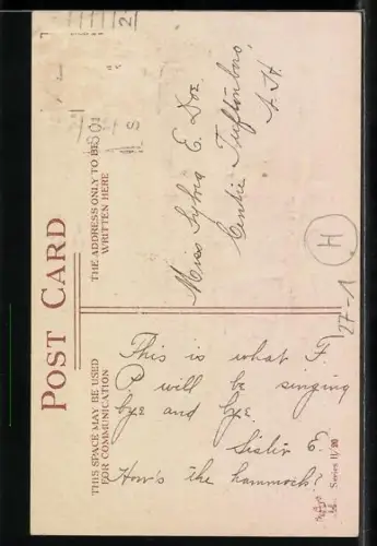 Präge-AK The Girl I left behind me, Lied mit Noten