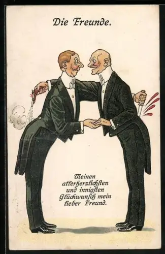 AK Zwei Freunde mit Pistole und Messer, Scherz