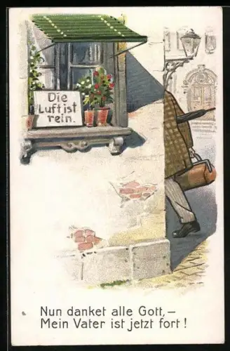 AK Vater geht aus dem Haus, Scherz