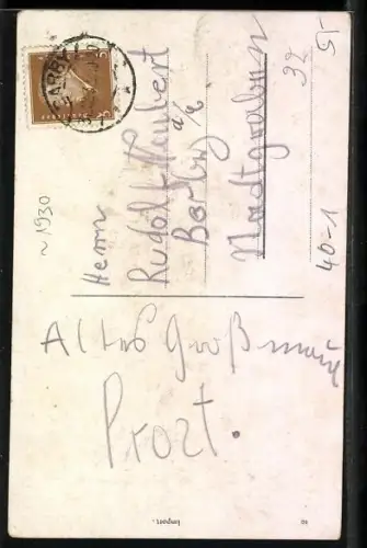 AK Lustiger Mann mit Gehstock, Neujahrsgruss, Scherz