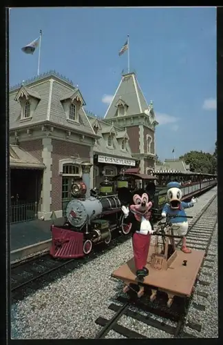 AK Mickey und Donald Duck am Bahnhof von Disneyland, Comic