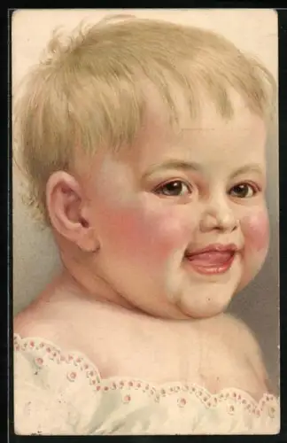 AK Blonder Knabe lacht