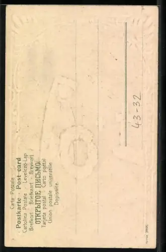 Präge-AK Trauernde Frau mit Kranz am Elterngrab