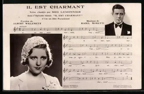 AK Raoul Moretti, Il est charmant, Lied mit Noten