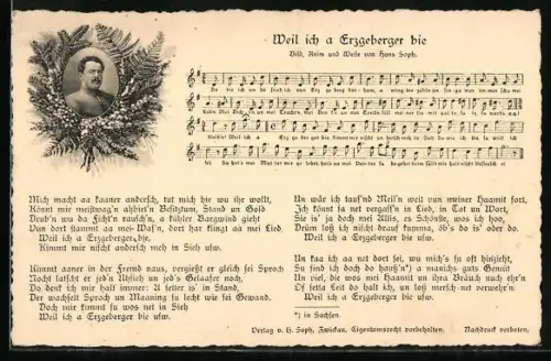 AK Weil ich a Erzgeberger bie, Lied mit Noten