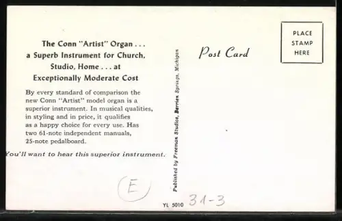 AK The Conn Artist Organ, Orgel
