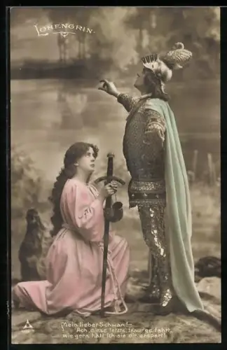 Künstler-AK Lohengrin bedauert letzte, traurige Fahrt