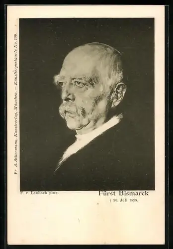 Künstler-AK F. v. Lenbach: Fürst Bismarck, 1815-1898