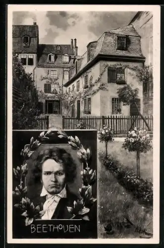 AK Bonn a. Rh., Beethovenhaus in der Bonngasse, Portrait