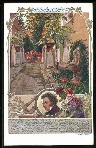 Künstler-AK Wien, Schubert-Hof, Portrait