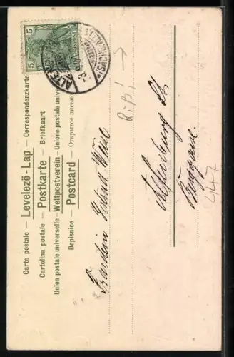 Präge-AK Junge mit Flöte und Mädchen mit Puppe