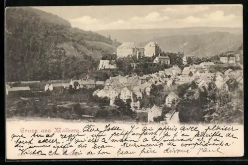AK Malberg / Kyllburg, Schloss Malberg, Ortsansicht
