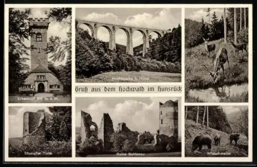 AK Hoxel / Hochwald, Erbeskopf, Hochbrücke, Ruine Baldenau