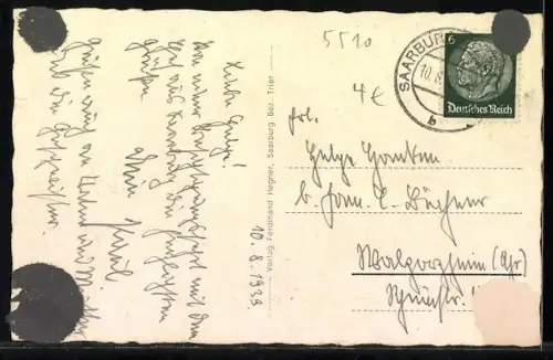 AK Saarburg-Beurig, Ortsansicht aus der Vogelschau