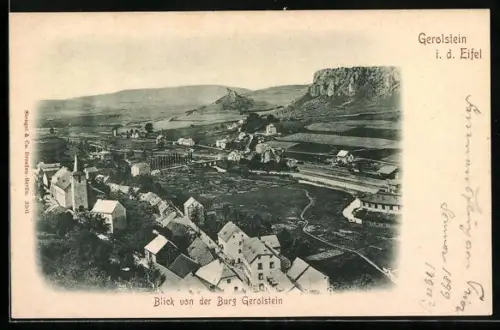 AK Gerolstein i. d. Eifel, Ortsansicht von der Burg Gerolstein aus