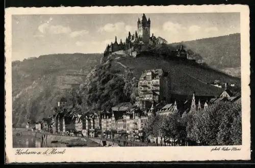 AK Cochem a. d. Mosel, Burg, Ortsansicht, Moselufer