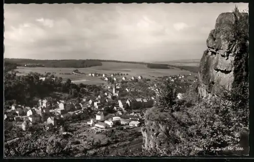 AK Gerolstein in der Eifel, Blick von der Hustenley auf den Ort