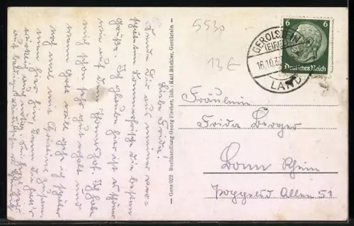 AK Gerolstein, Munterley, Ortsansicht mit Felsen