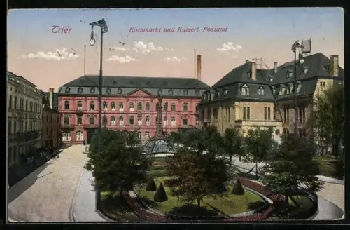 AK Trier, Kornmarkt, Kaiserliches Postamt