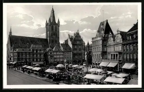 AK Trier, Hauptmarkt mit Marktbetrieb