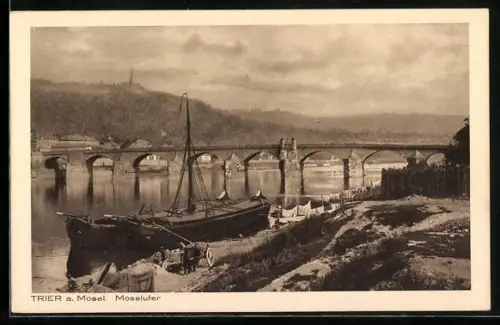 AK Trier a. Mosel, Moselufer m. Brücke