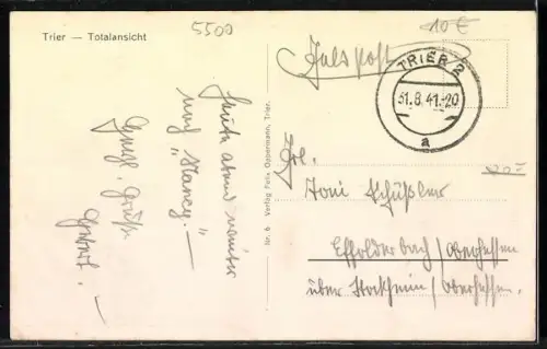 AK Trier, Totalansicht aus der Vogelschau