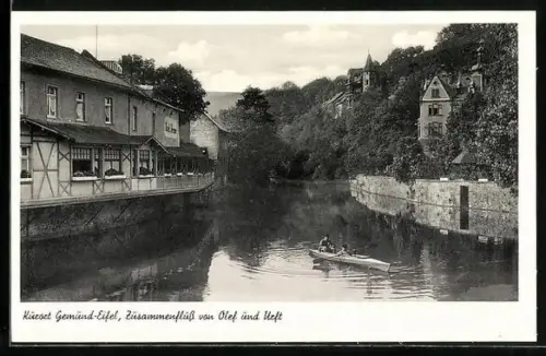 AK Gemünd /Eifel, Zusammenfluss von Olef und Urft