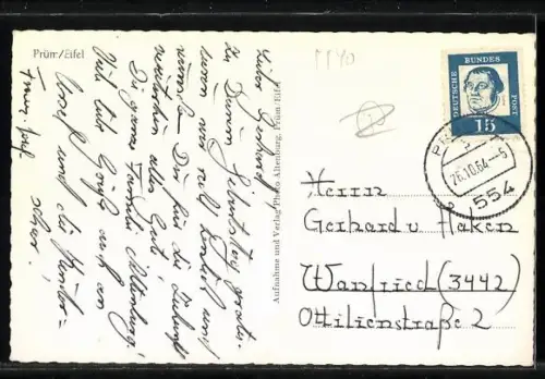 AK Prüm /Eifel, Stadtansicht mit Kirche und Kloster