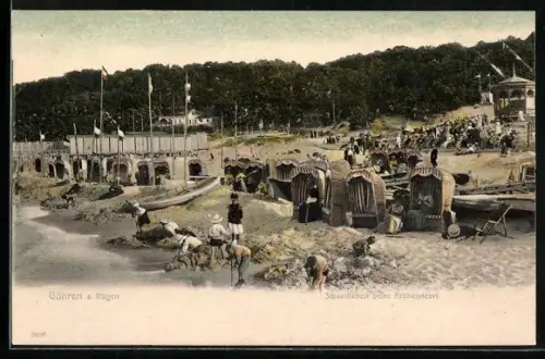 AK Göhren a. Rügen, Strandkorb beim Frühkonzert