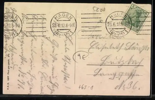 AK Hagen i. W., Hauptbahnhof uns Strassenbahn aus der Vogelschau