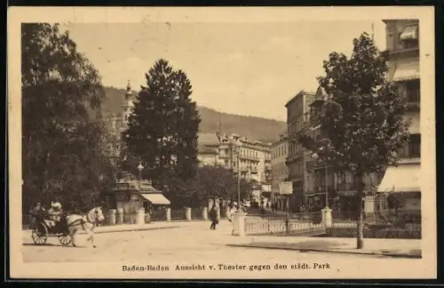 AK Baden-Baden, Ansicht vom Theater gegen den städtischen Park