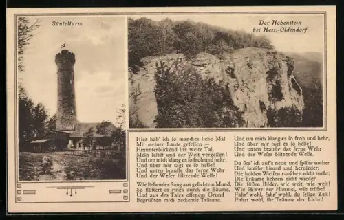 AK Hess.-Oldendorf, Süntelturm, Hohenstein