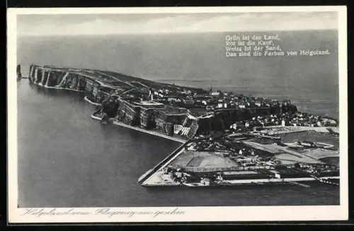 AK Helgoland, Luftaufnahme der Insel und Klippen