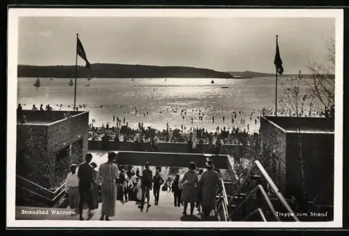 AK Berlin, Strandbad Wannsee, Treppe zum Strand