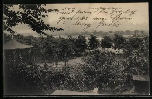 AK Vegesack, Blick vom Restaurant Weserlust, Pavillon
