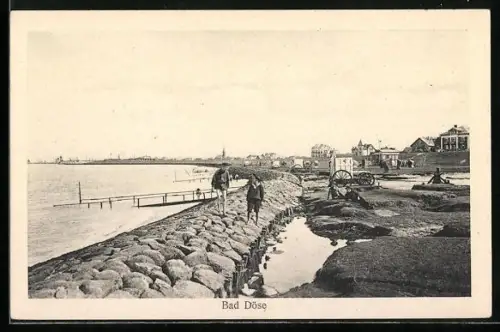 AK Bad Döse, Deich und Ortsansicht