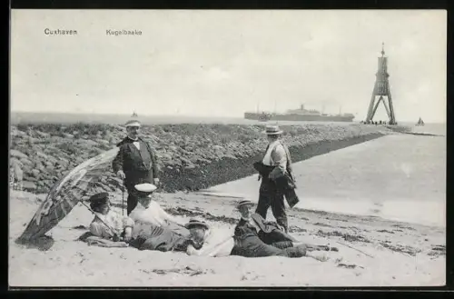AK Cuxhaven, Kugelbake, Strandbesucher