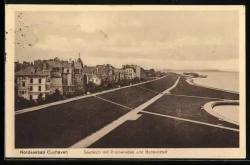 AK Cuxhaven, Seedeich, Promenaden, Badeanstalt