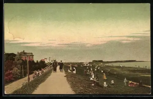 AK Cuxhaven, Deichpromenade und Karrenbad