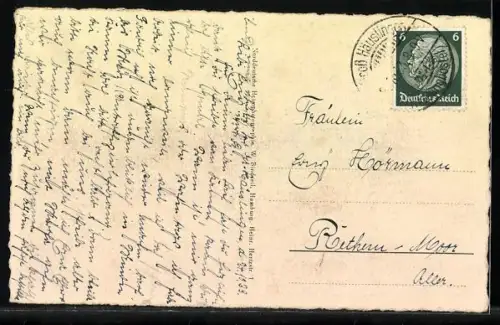 AK Gr. Häuslingen, Dorfpartie mit Teich